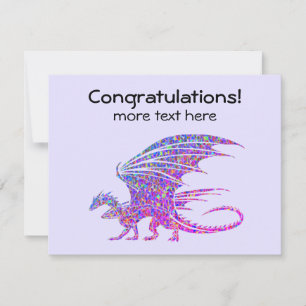 Amazing Mosaic Dragon Purple 2 Lines Text Holiday Card