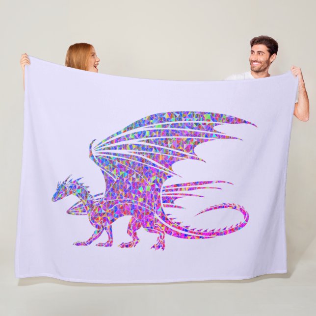 Amazing Mosaic Dragon Purple Fleece Blanket (In Situ)