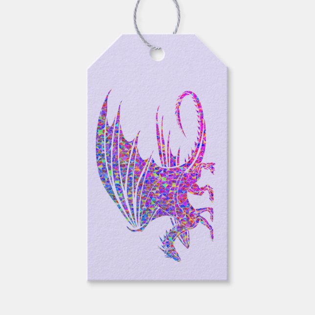 Amazing Mosaic Dragon Purple Gift Tags (Front)