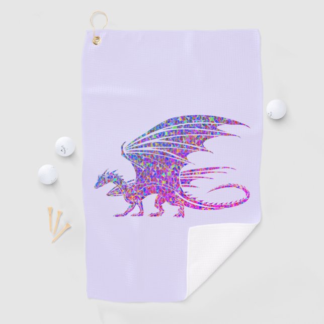 Amazing Mosaic Dragon Purple Golf Towel (InSitu)