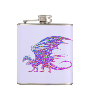 Amazing Mosaic Dragon Purple Hip Flask