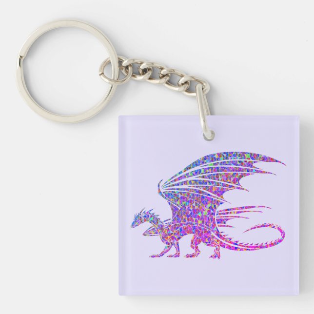 Amazing Mosaic Dragon Purple Key Ring (Front)