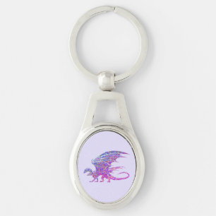 Amazing Mosaic Dragon Purple Key Ring