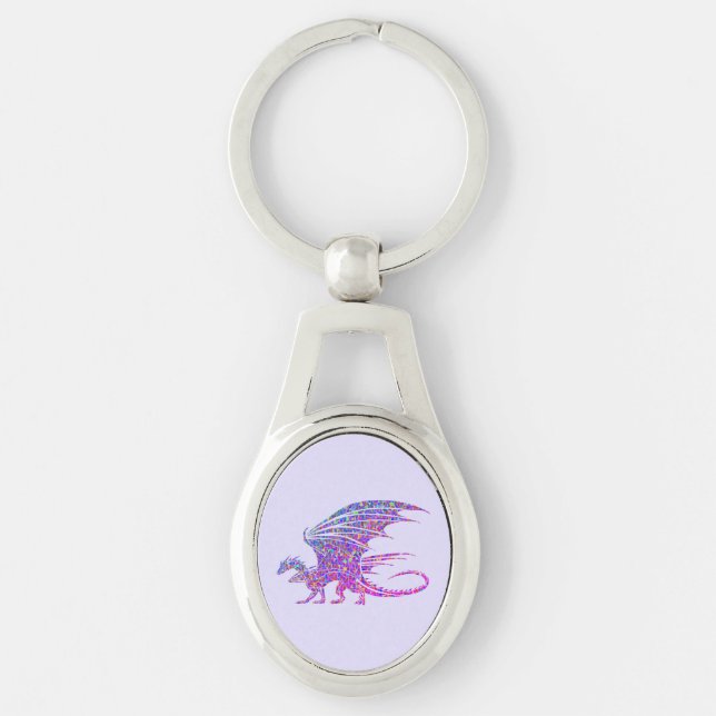 Amazing Mosaic Dragon Purple Key Ring (Front)