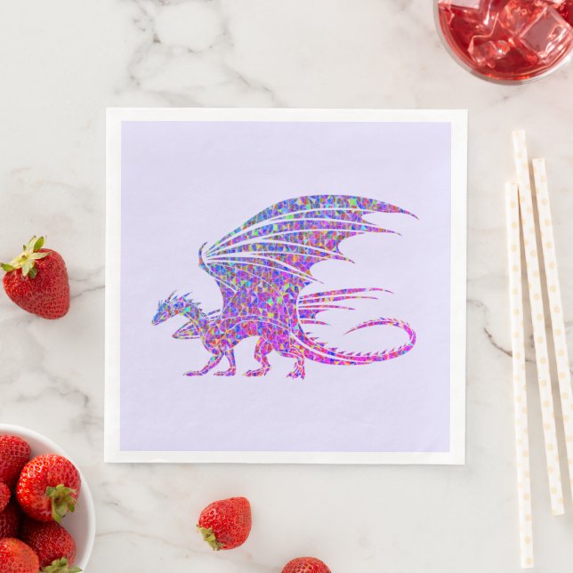 Amazing Mosaic Dragon Purple Napkin (Insitu)