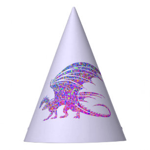 Amazing Mosaic Dragon Purple Party Hat