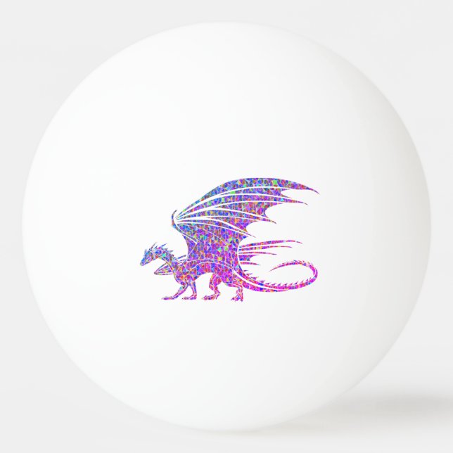 Amazing Mosaic Dragon Purple Ping Pong Ball (Front)