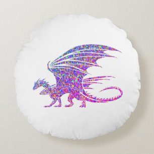 Amazing Mosaic Dragon Round Cushion
