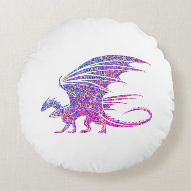 Amazing Mosaic Dragon Round Cushion (Front)