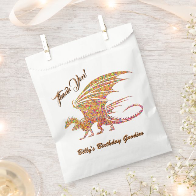 Amazing Mosaic Dragon Thank you Name Favours Favour Bag (Clipped)