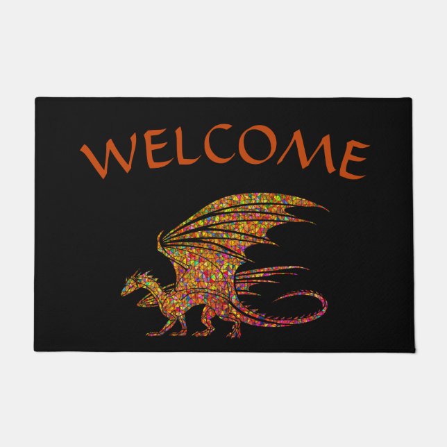 Amazing Mosaic Dragon Welcome Doormat (Front)