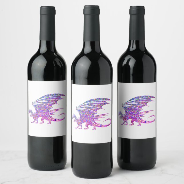 Amazing Mosaic Dragon Wine Label (Bottles)