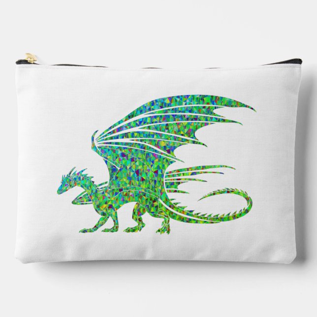 Amazing Mosaic Green Dragon Accessory Pouch (Front)