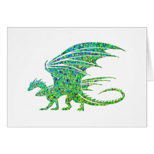 Amazing Mosaic Green Dragon Blank Inside