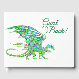 Amazing Mosaic Green Dragon Guest Book