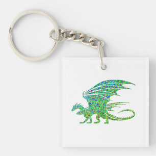 Amazing Mosaic Green Dragon Key Ring