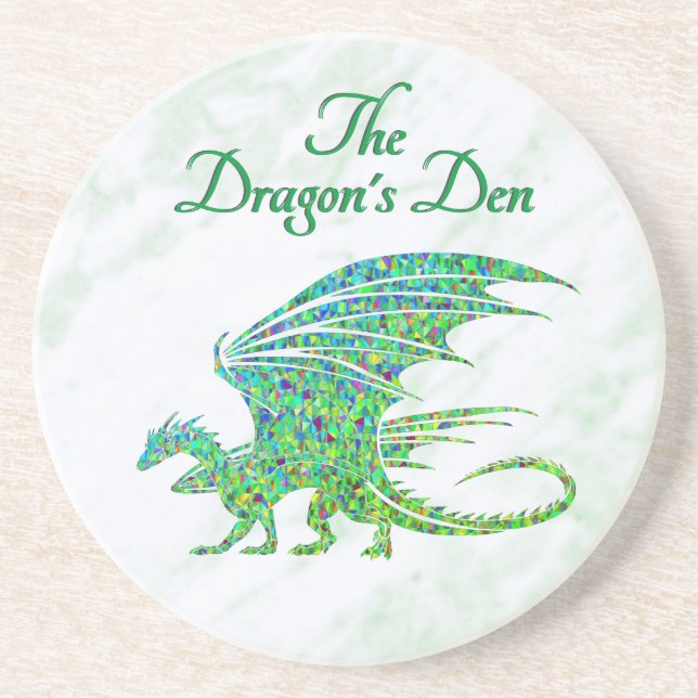Amazing Mosaic Green Dragon Personal Coaster (Front)