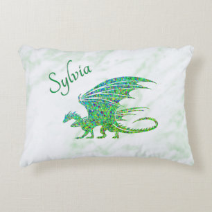 Amazing Mosaic Green Dragon Personal Decorative Cushion
