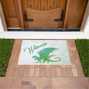 Amazing Mosaic Green Dragon Welcome Doormat