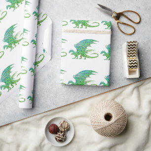 Amazing Mosaic Green Dragon Wrapping Paper