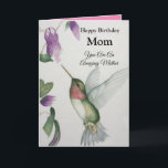 Amazing Mother Happy Birthday Sweet Hummingbird Card<br><div class="desc">Celebrate the birthday of your amazing mom with an elegant hummingbird design on a charming greeting card. Created from my original watercolour painting, the lovely little bird and flower image will brighten the day for birdwatchers, gardeners and nature lovers. Your mother will love the pastel colours of cream, pink and...</div>
