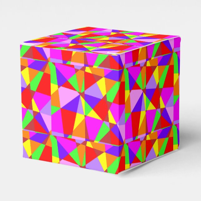 Amazing Multi Coloured Shapes Pattern Modern Class Favour Box (Front Side)