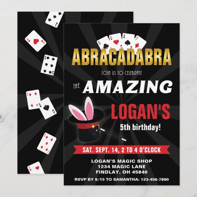 Amazing Name Magician Birthday, Any Age Party Invitation (Front/Back)