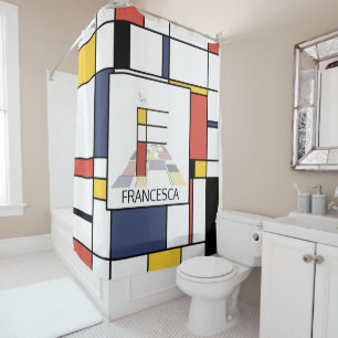 Amazing Neoplasticism Art Monogram. Letter F Shower Curtain