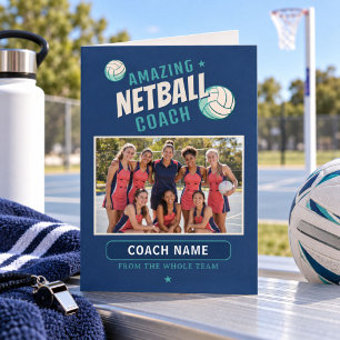 Amazing Netball Coach Personalised Name Photo Thank You Card