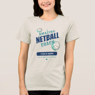 Amazing Netball Coach Personalised Name Tri-Blend Shirt