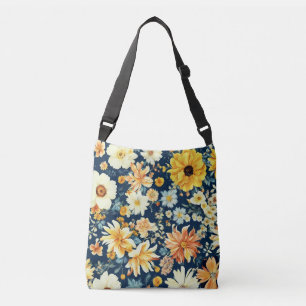 Amazing Orange Yellow and Delicate White Flowers Crossbody Bag