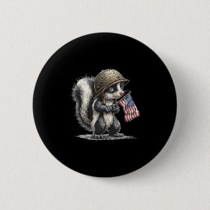 Amazing Patriotic Skunk Costume For Soldier Lovers 6 Cm Round Badge