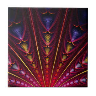 Amazing Pink Yellow Black Fractal Ceramic Tile
