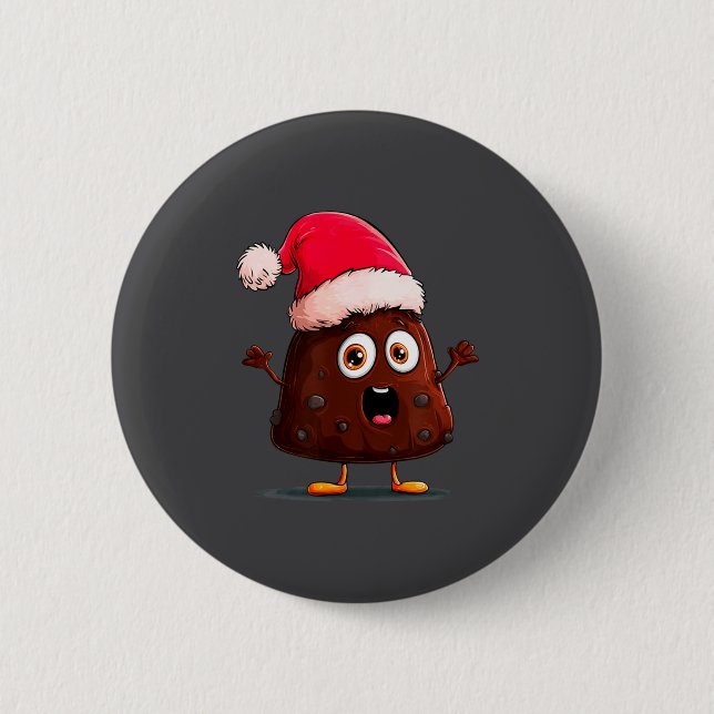 Amazing Pudding Look With Christmas Hat  6 Cm Round Badge (Front)