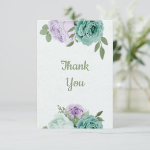 amazing purple blue flowers greenery botanical thank you card