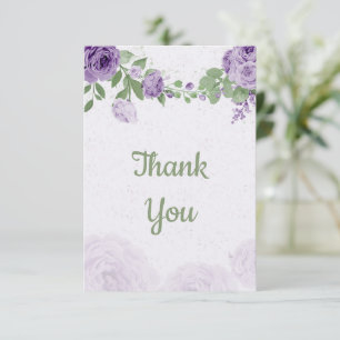 amazing purple flowers greenery botanical thank you card