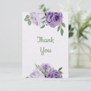 amazing purple flowers greenery botanical thank you card