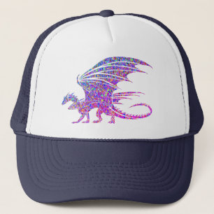 Amazing Purple Mosaic Dragon on white Trucker Hat