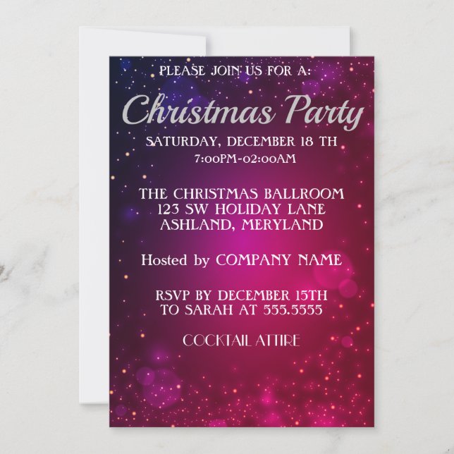 Amazing Purple Shine Christmas Invitation (Front)