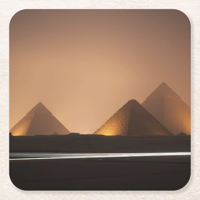 Amazing Pyramids Square Paper Coaster (Front)