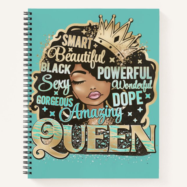 Amazing Queen Melanin Woman Sista Bling Drip Notebook (Front)