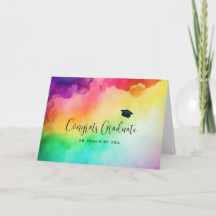 Amazing Rainbow Colours Abstract Design Graduation Card
