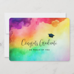 Amazing Rainbow Colours Abstract Design Graduation Card