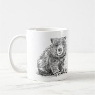 Amazing realistic wombat in pencil drawing style coffee mug