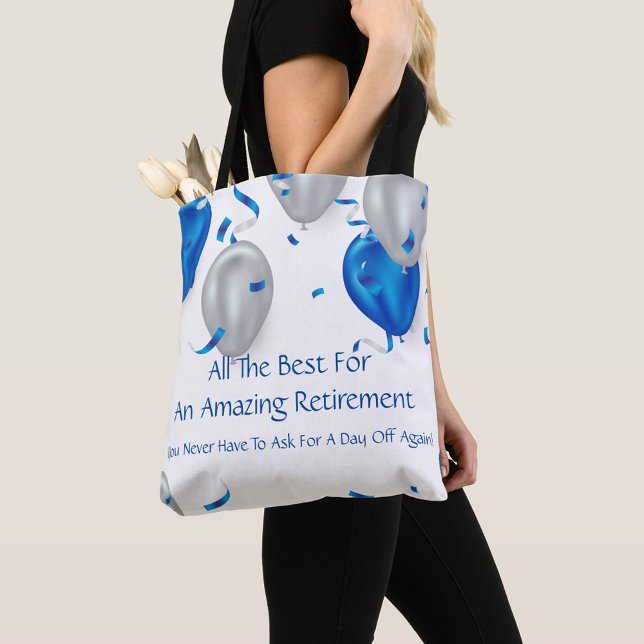 Amazing Retirement Tote Bag (Blue Balloons Amazing Retirement Quote Tote Bag!)
