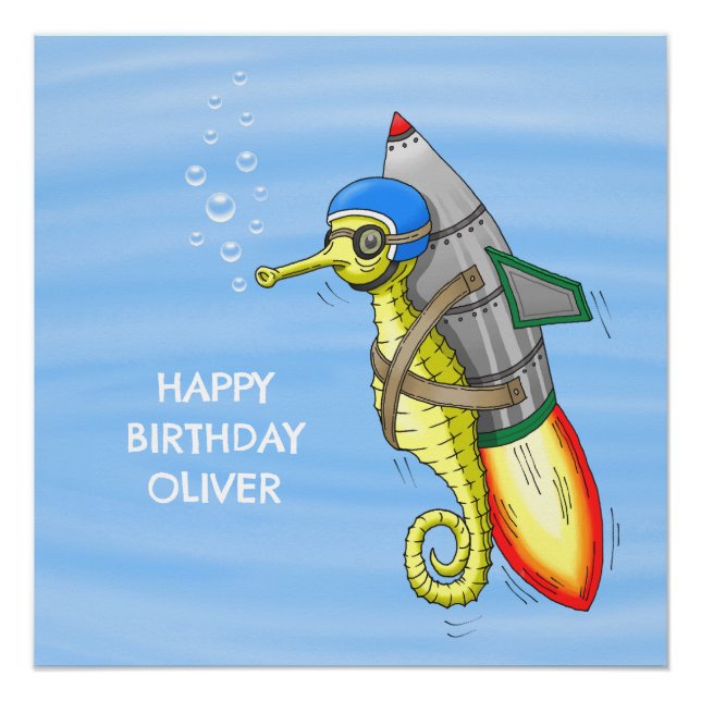 Amazing Rocket Seahorse Poster (Front)