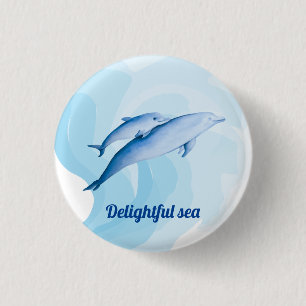 Amazing sea with dolphins 3 cm round badge