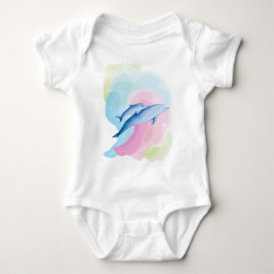 Amazing sea with dolphins baby bodysuit
