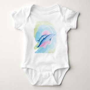 Amazing sea with dolphins baby bodysuit