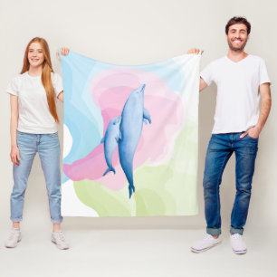 Amazing sea with dolphins fleece blanket